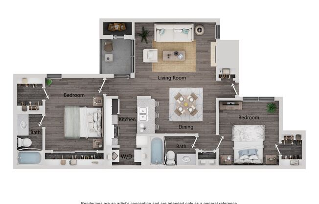 2 beds, 2 baths, 972 sqft, $1,340, Unit 1505