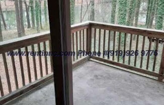 Top Floor 3 bedroom condo in North Raleigh with pond view from all bedrooms and living room.