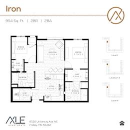 2 beds, 2 baths, 954 sqft, $1,914