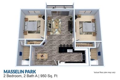 2 beds, 2 baths, 950 sqft, $2,905