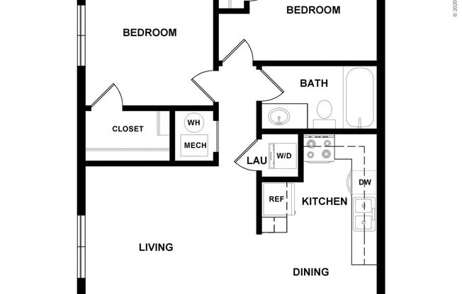 2 beds, 1 bath, 728 sqft, $1,564