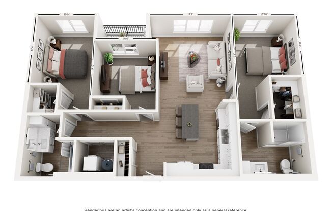 3 beds, 2 baths, 1,275 sqft, $2,075, Unit 2-303