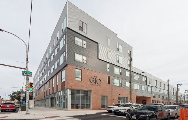 Exterior of The Gio apartment building in Philadelphia, PA
