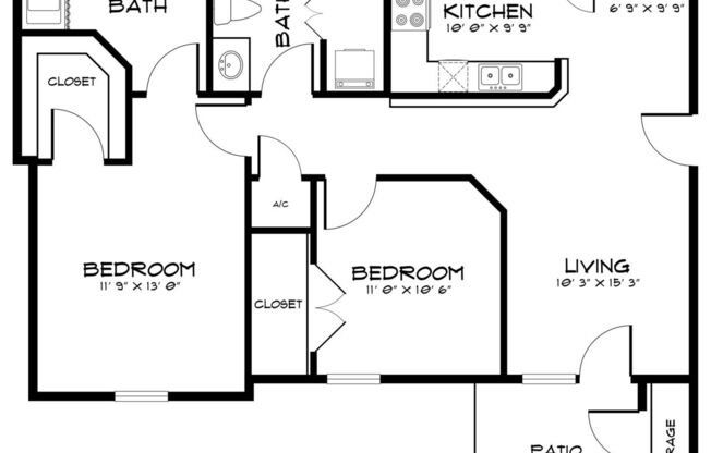 2 beds, 2 baths, 1,109 sqft, $1,595