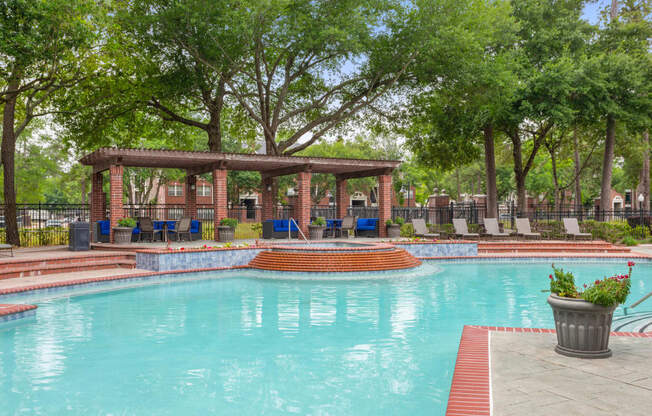 the swimming pool at the apartments for rent at Villages of Cypress Creek, Houston, Texas