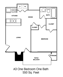 1 bed, 1 bath, 550 sqft, $1,044
