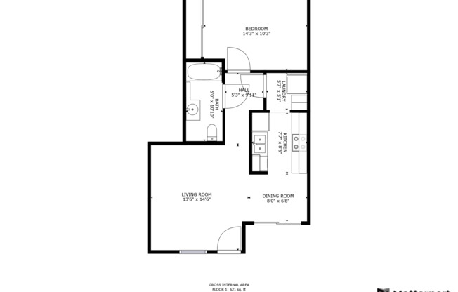 1 bed, 1 bath, 675 sqft, $2,098, Unit 10-206