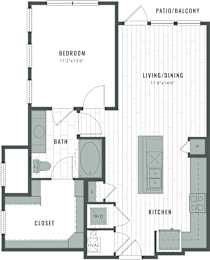 1 bed, 1 bath, 813 sqft, $1,525