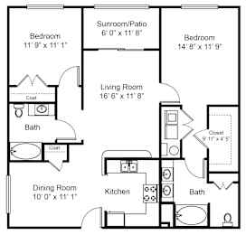 2 beds, 2 baths, 1,170 sqft, $1,128