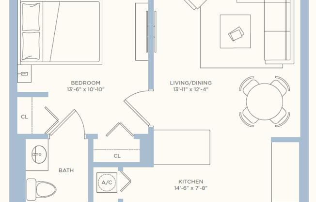 1 bed, 1 bath, 552 sqft, $1,643