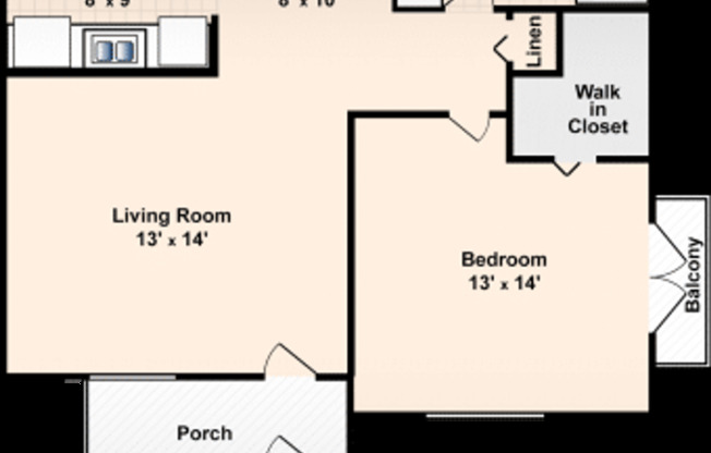 1 bed, 1 bath, 670 sqft, $860