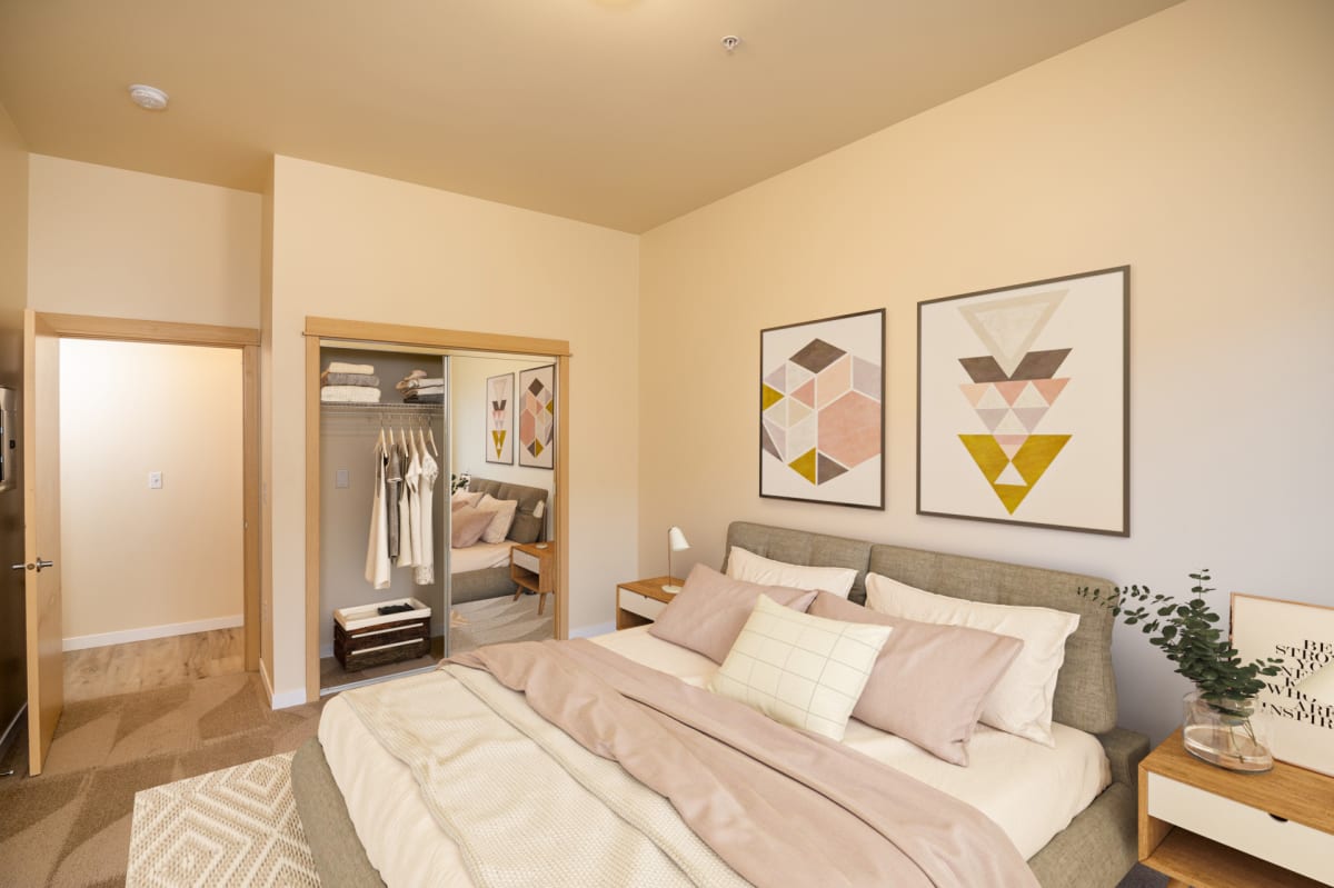 Fairview Village | Spacious Bedroom View with Mirrored Closet