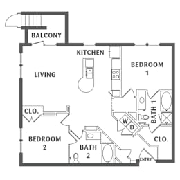 2 beds, 2 baths, 1,222 sqft, $1,953