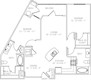 2 beds, 2 baths, 1,048 sqft, $2,581