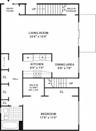 1 bed, 1 bath, 965 sqft, $2,570