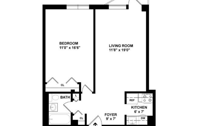 Type2-1BR: Beds - 1: Baths - 4: SqFt Range - 608 to 608