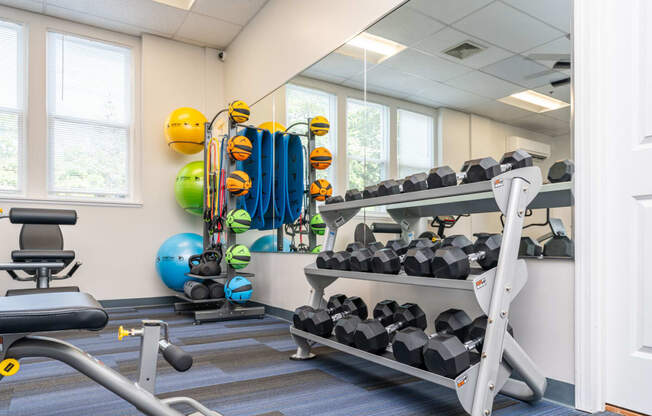 fitness room at Townhouse Apartments