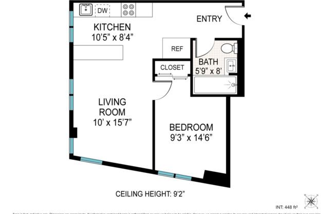 1 bed, 1 bath, 595 sqft, $2,650, Unit 3C