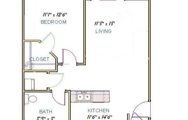1 bed, 1 bath, 684 sqft, $1,595, Unit 303-A