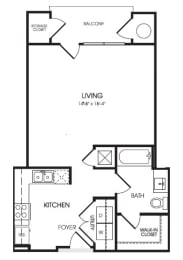 Studio, 1 bath, 669 sqft, $1,660