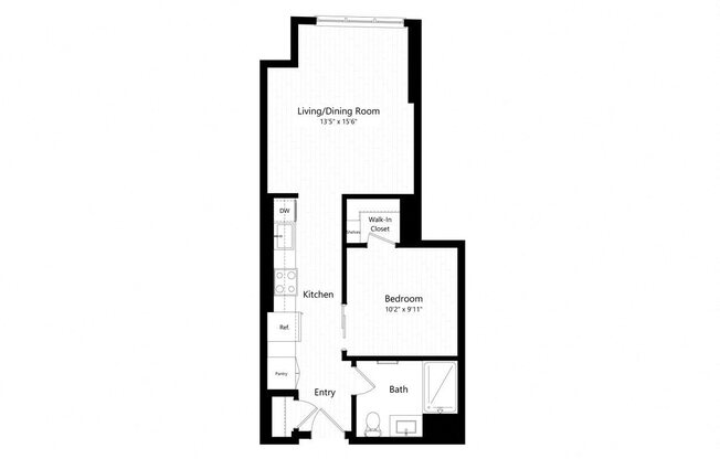 1 bed, 1 bath, 612 sqft, $2,400