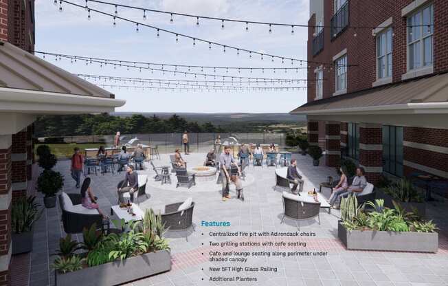Rendering of the courtyard refresh with new furniture