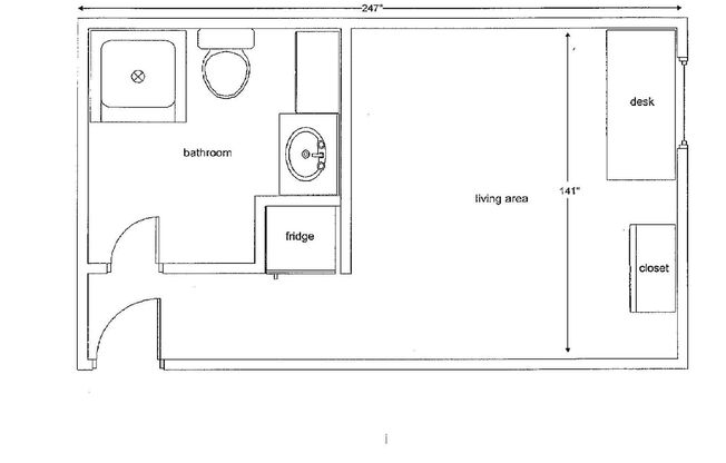Studio, 1 bath, 245 sqft, $969, Unit 103