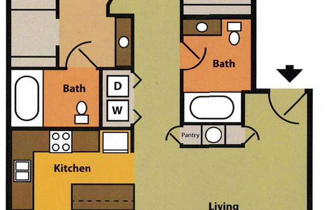 2 beds, 2 baths, 980 sqft, $1,395, Unit C-105