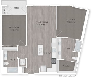 2 beds, 2 baths, 1,150 sqft, $4,344