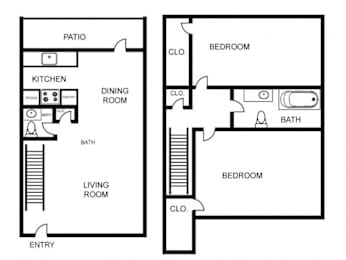 2 beds, 1.5 baths, 1,010 sqft, $1,488