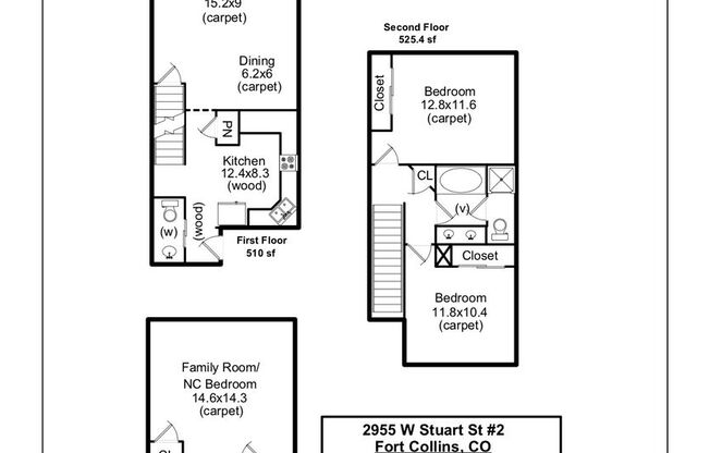 3 beds, 2.5 baths, 1,532 sqft, $1,900, Unit 2955 W Stuart #2