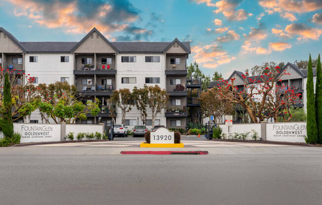 Entrance to 55+ FountainGlen Goldenwest, Westminster, CA