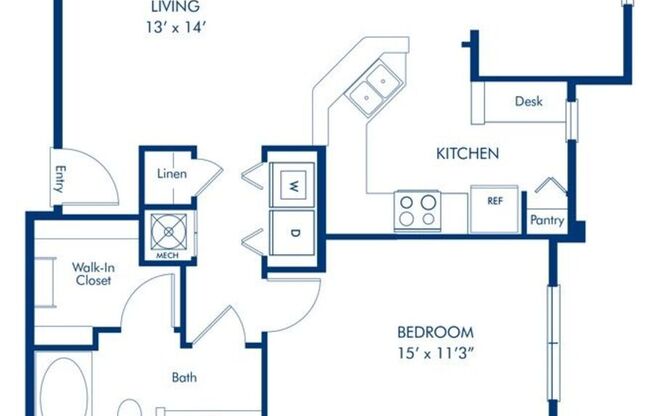 1 bed, 1 bath, 902 sqft, $1,376