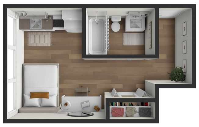 Studio, 1 bath, 250 sqft, $1,082, Unit 707