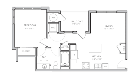 1 bed, 1 bath, 711 sqft, $1,695