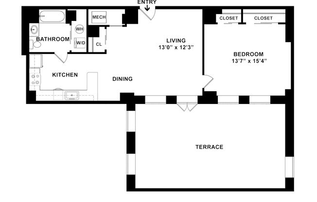 1 bed, 1 bath, 820 sqft, $2,495, Unit H-C07