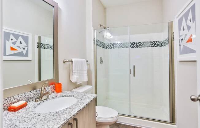 Frameless walk-in showers with designer tile