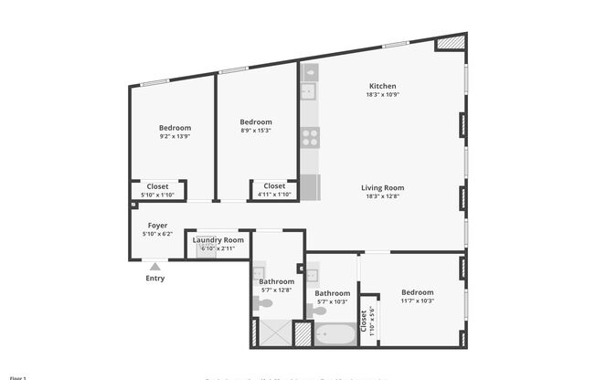 3 beds, 2 baths, 1,174 sqft, $3,699, Unit APT 304