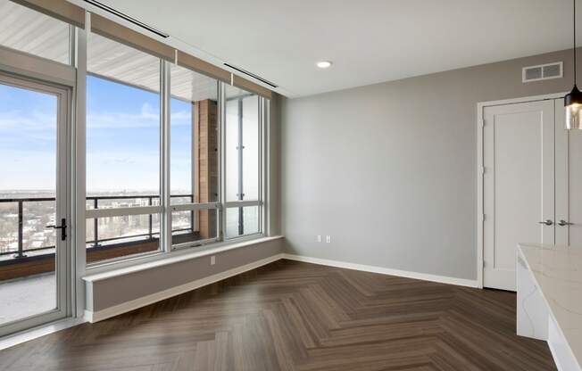 Spacious Living Room With Private Balcony at Calhoun Towers, Minneapolis, MN