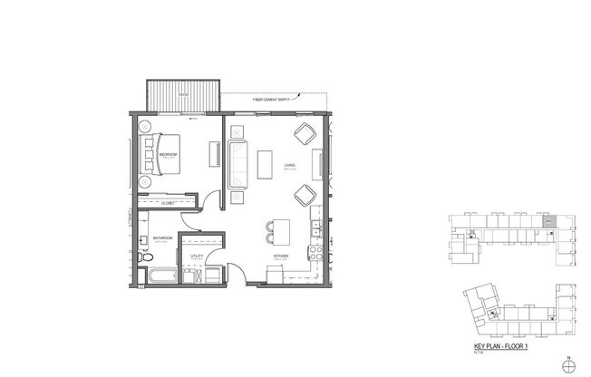 1 bed, 1 bath, 887 sqft, $1,495, Unit 117-A