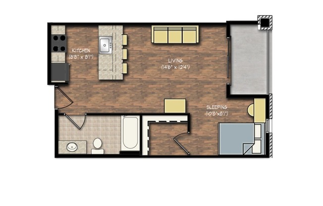 Studio, 1 bath, 525 sqft, $1,595, Unit #505