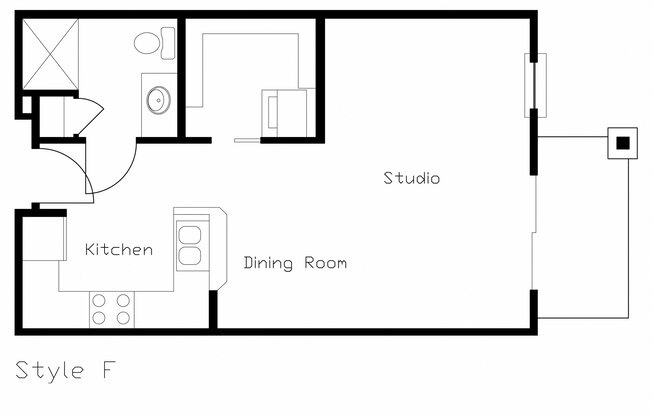 Studio, 1 bath, 515 sqft, $1,275
