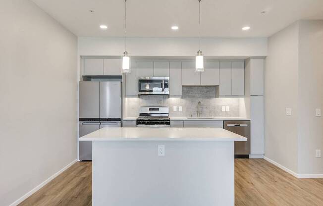 Kitchen with stainless steel appliances at The Overlook Santa Clarita, CA 91350