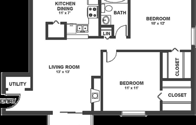 2 beds, 1 bath, 866 sqft, $2,400, Unit 2040