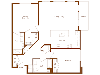 2 beds, 2 baths, 1,342 sqft, $4,004