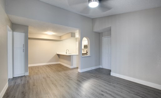 Model living room and kitchen