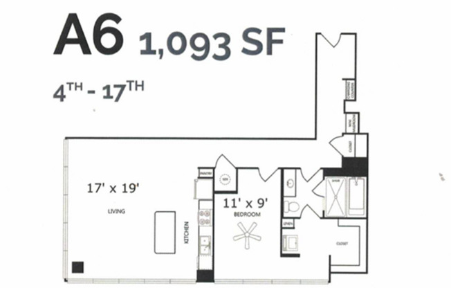 1 bed, 1 bath, 1,093 sqft, $2,907, Unit 1506