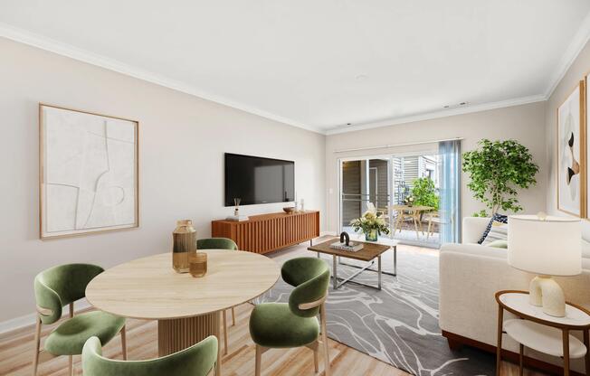 Dining and living areas blend seamlessly with private patio access, creating a bright, flexible space for relaxing, entertaining, and everyday routines.