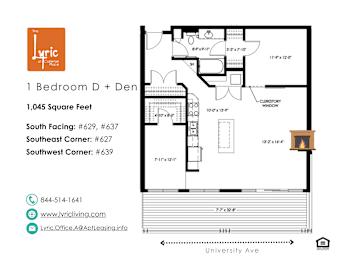 1 bed, 1 bath, 1,045 sqft, $2,282