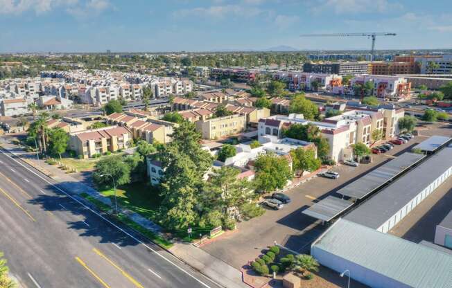 Aerial view at University Park Apartments in Tempe AZ Nov 2020